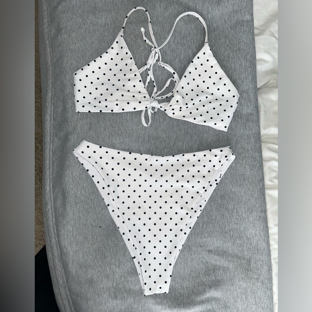 White Polka Dot Bikini Set
